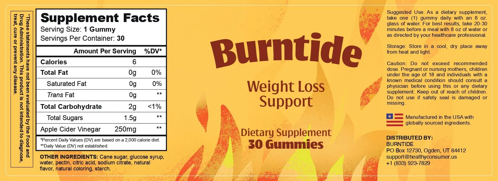 Burntide supplement label